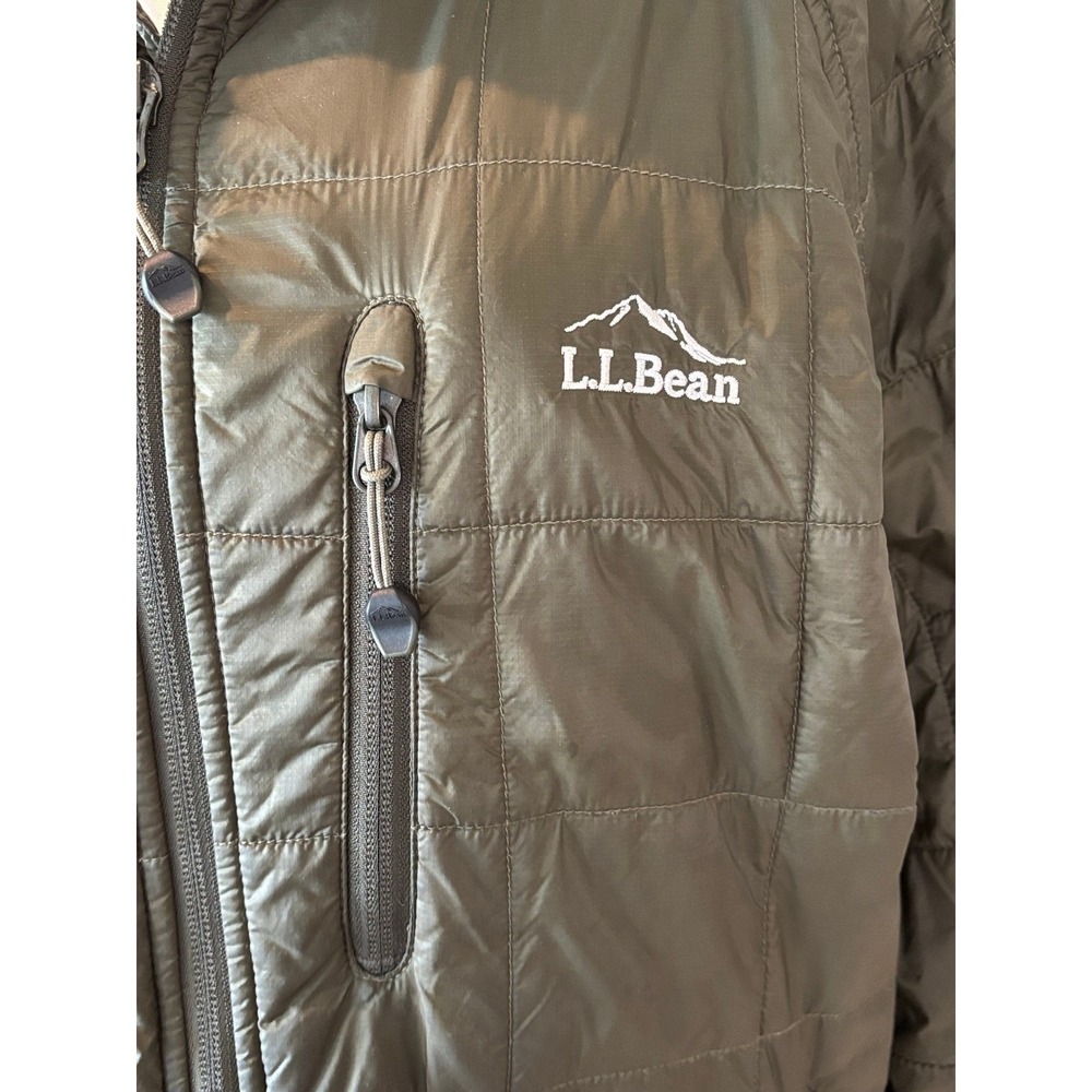 LL Bean Mens Primaloft Packaway Jacket Olive Green Quilted Puffer Medium Reg - Picture 2 of 4